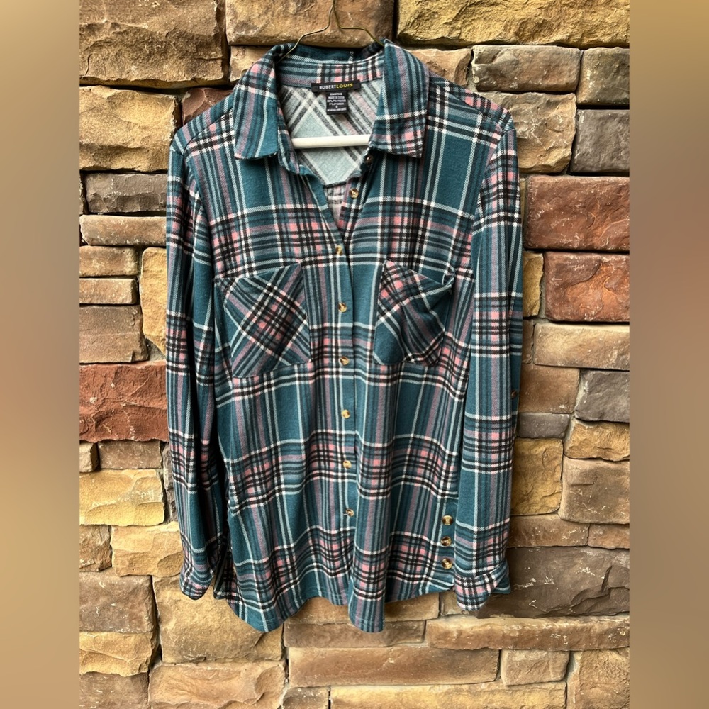 plaid knit cozy shirt